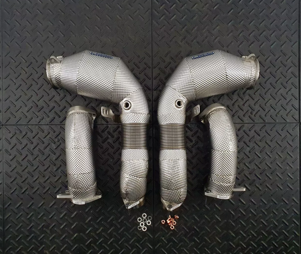 RedStar Exhaust Приемные трубы (Downpipes) спорт-кат GESI Gen2 127мм с термозащитой BMW X5M F95 / X6M F96 LCI (S68) RS.Comp.S68.DP.GESI