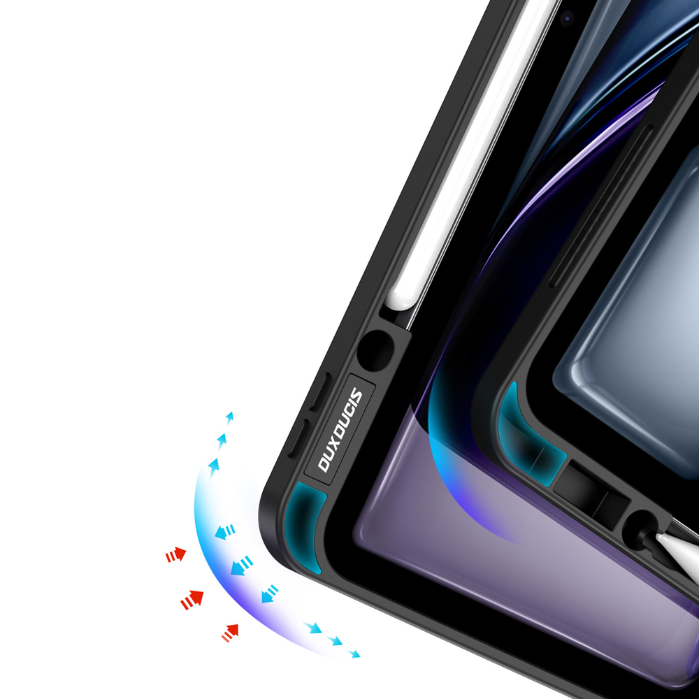 Чехол книжка от Dux Ducis для iPad Air 13 (2024-) и iPad Pro 12.9 (2020-2022), серия Magi Series Case, с держателем Pencil и функцией автоматического перехода в спящий режим