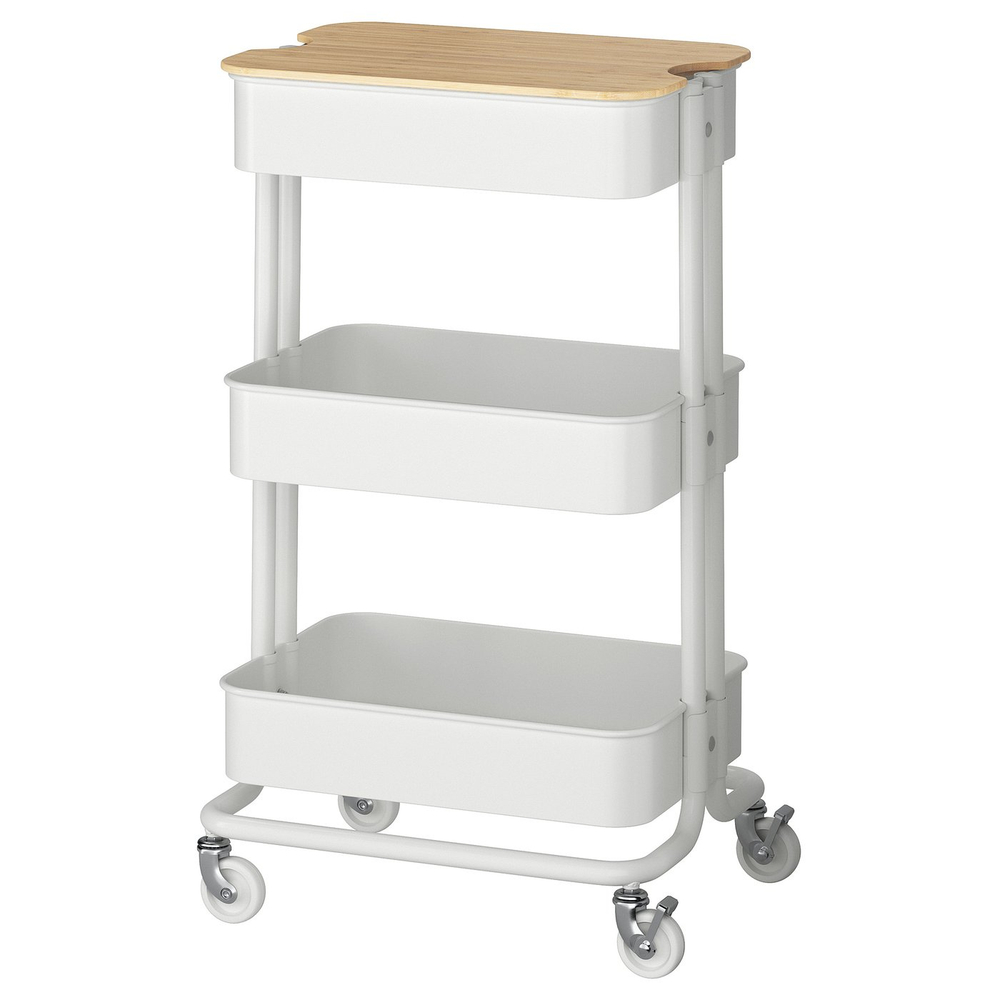 IKEA RÅSKOG  (ИКЕА РОСКОГ)  -  / NORRÅVA Тележка с крышкой - белая 35x45x77 см