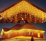 Гирлянда Бахрома 25 х 0.6 м , IP44, УМС, тёплый жёлтый, 160 SMD-LED, свечение мульти, 220 В