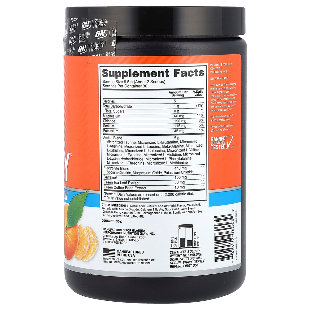Optimum Nutrition, Essential Amin.O. Energy®, Tangerine Wave, 285 г (10,05 унции)