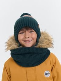 Шапка зимняя из смесовой шерсти с флисовым подкладом "Малахит" на завязках
