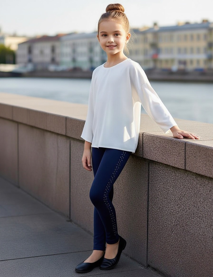 Лосины с блестящим декором для девочки (5-8 лет)