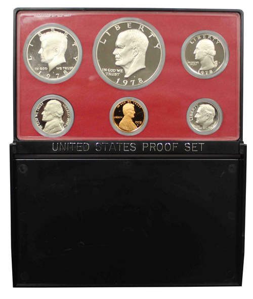 Годовой набор монет США 1978 (S) год в футляре (1, 5, 10, 25, 50 центов; 1 доллар) (6 монет)