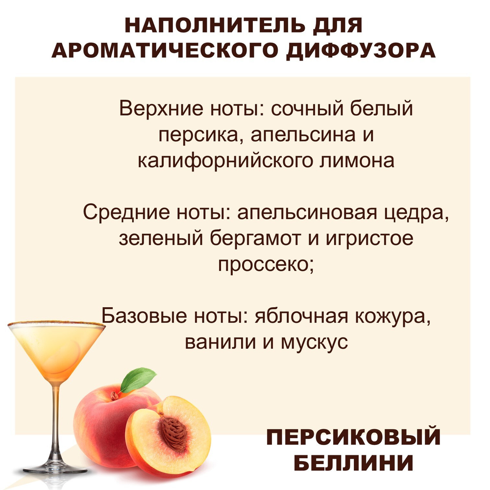 ПЕРСИКОВЫЙ БЕЛЛИНИ - Наполнитель для ароматического диффузора