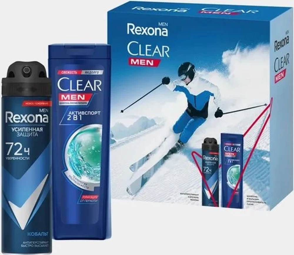 Rexona men Clear Men Подарочный набор Дез+ Шампунь