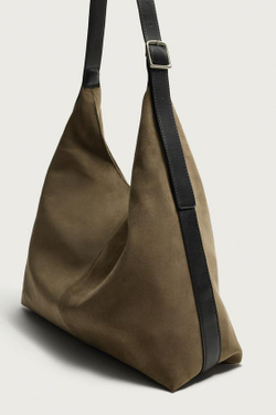 ZARA ОДНОТОННАЯ СУМКА-ШОПЕР, ЗЕЛЕНЫЙ ХАКИ