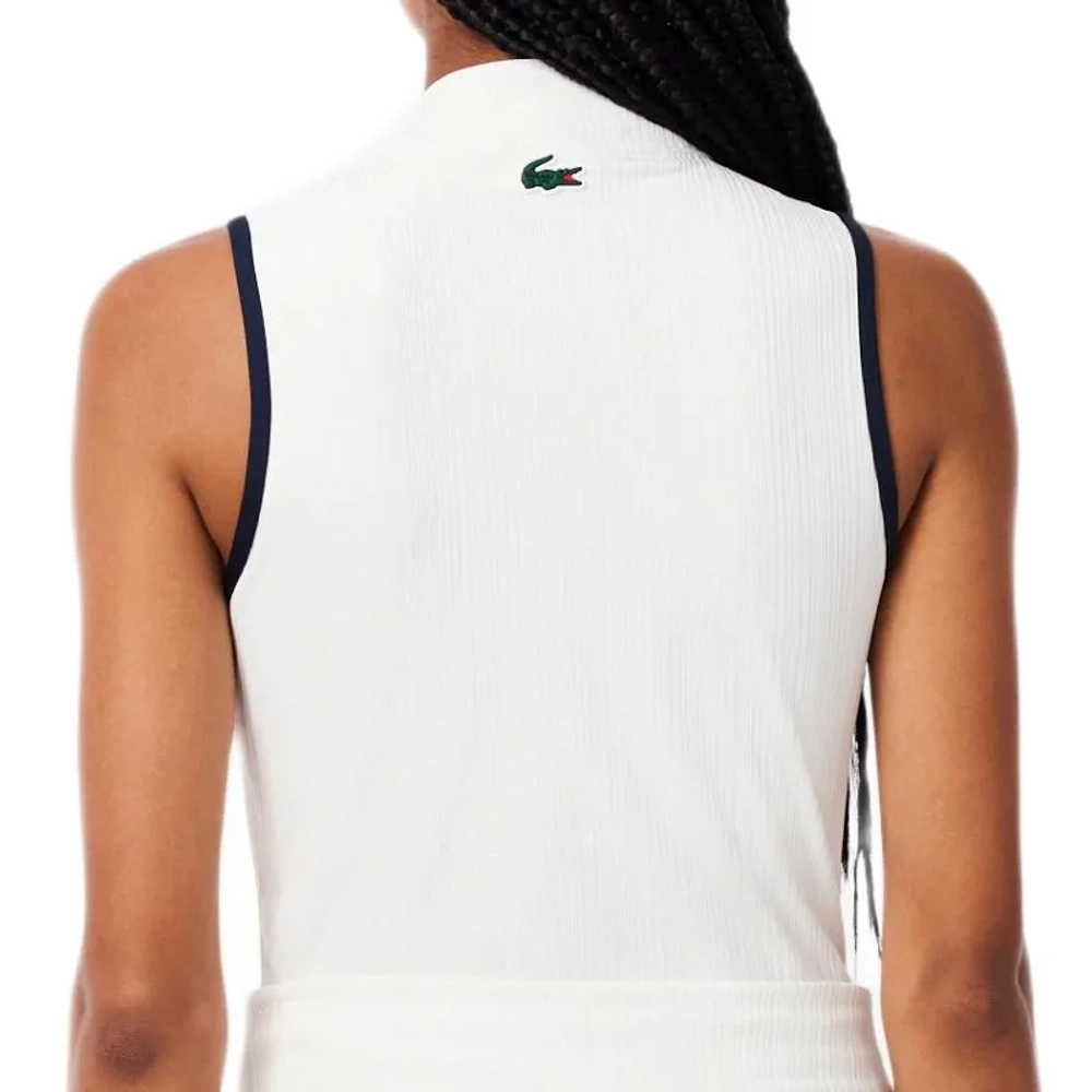 Женский топ теннисный Lacoste Ultra Dry Badge Accent Tennis Heritage - white/navy blue