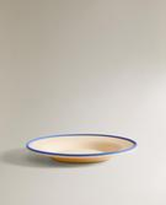 ZARA HOME ДЕТСКАЯ СИЛИКОНОВАЯ МИСКА С КОНТРАСТНОЙ КРОМКОЙ, ЭКРЮ/СИНИЙ