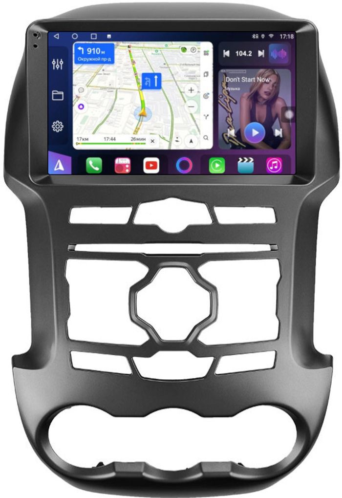Магнитола для Ford Ranger 3 2011-2015 (рамка тип 1) - FarCar S500-TS10 монитор 9.5" QLED на Android 14, Быстрая, CarPlay, 4G SIM-слот