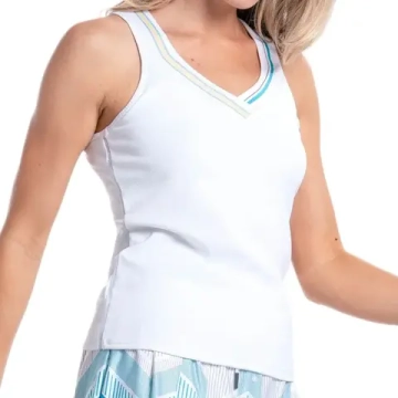 Женский топ теннисный Lucky in Love Lavish Stripe - white
