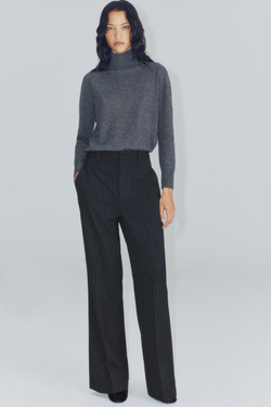 ZARA БРЮКИ В ТОНКУЮ ПОЛОСКУ С ВЫСОКОЙ ПОСАДКОЙ — ZW COLLECTION, СЕРЫЙ