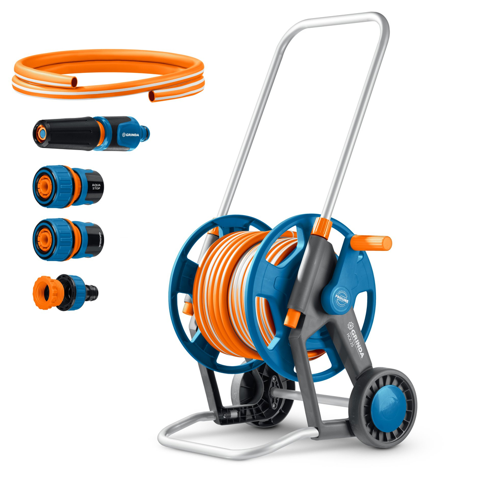 Катушка на колесах со шлангом 1/2″ 25 метров телескопическая ручка GRINDA HCK-25 ProLine 428461