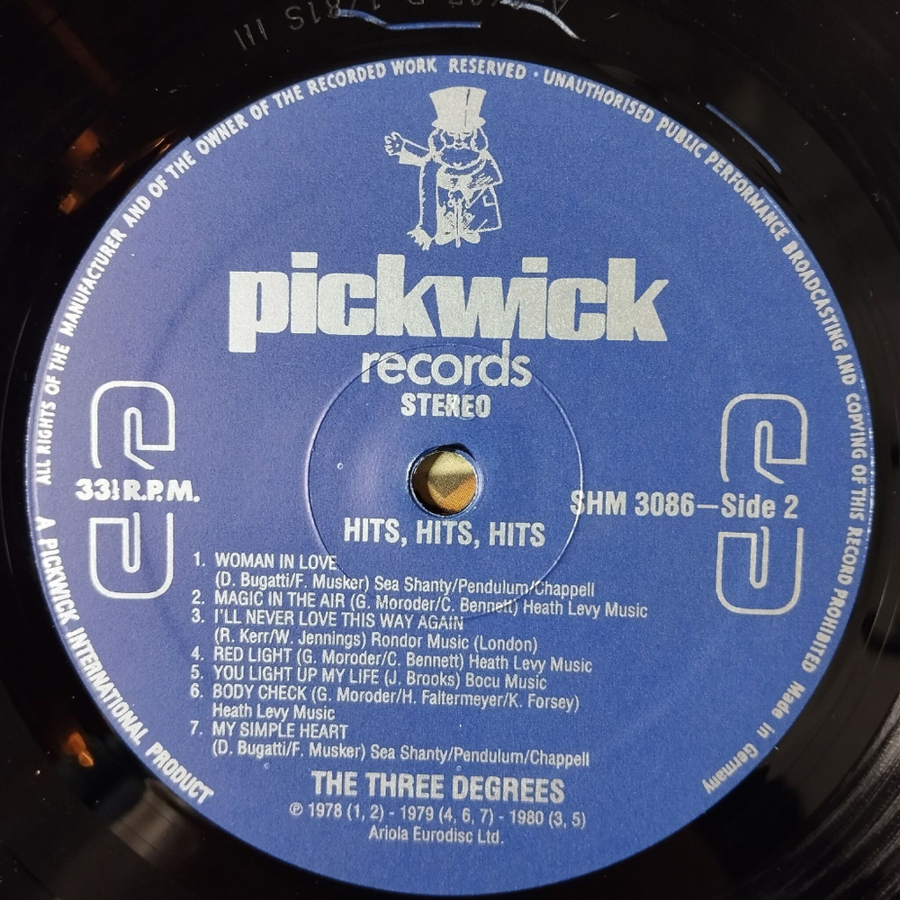 Винтажная виниловая пластинка LP The Three Degrees Hits (Germany 1981)