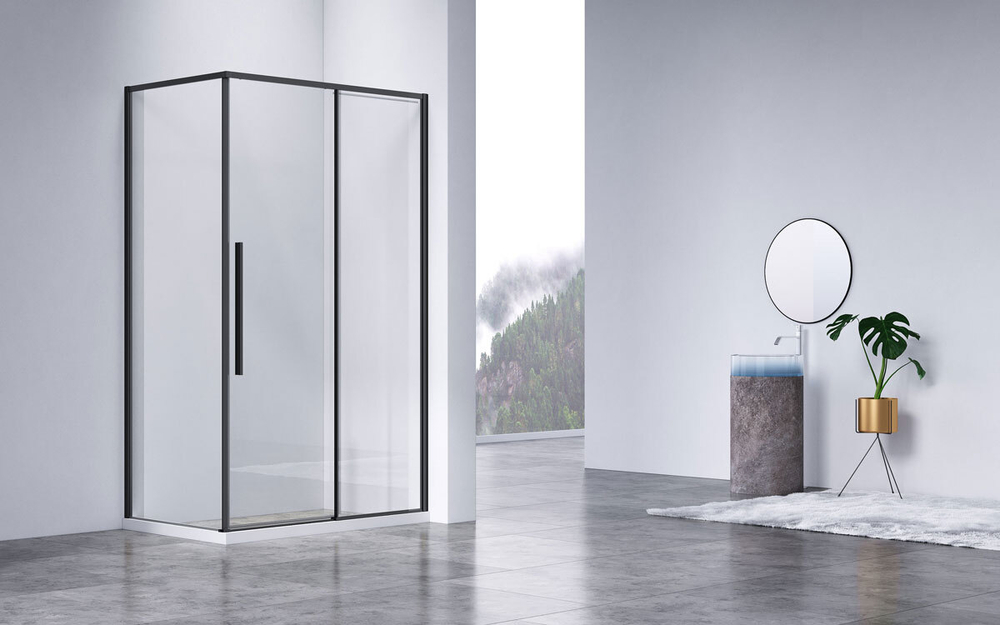 Душевой уголок Слим-Н (Slim-N) VSR-4SN8012CLB, 1200*800, черный, стекло прозрачное,