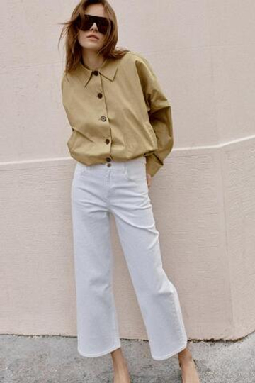 ZARA ДЖИНСЫ Z1975 КЮЛОТЫ С ВЫСОКОЙ ПОСАДКОЙ COMFORT, БЕЛЫЙ