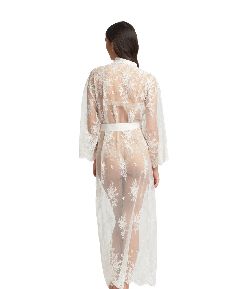 халат из прозрачной ткани с цветочной вышивкой Rya Collection Darling айвори