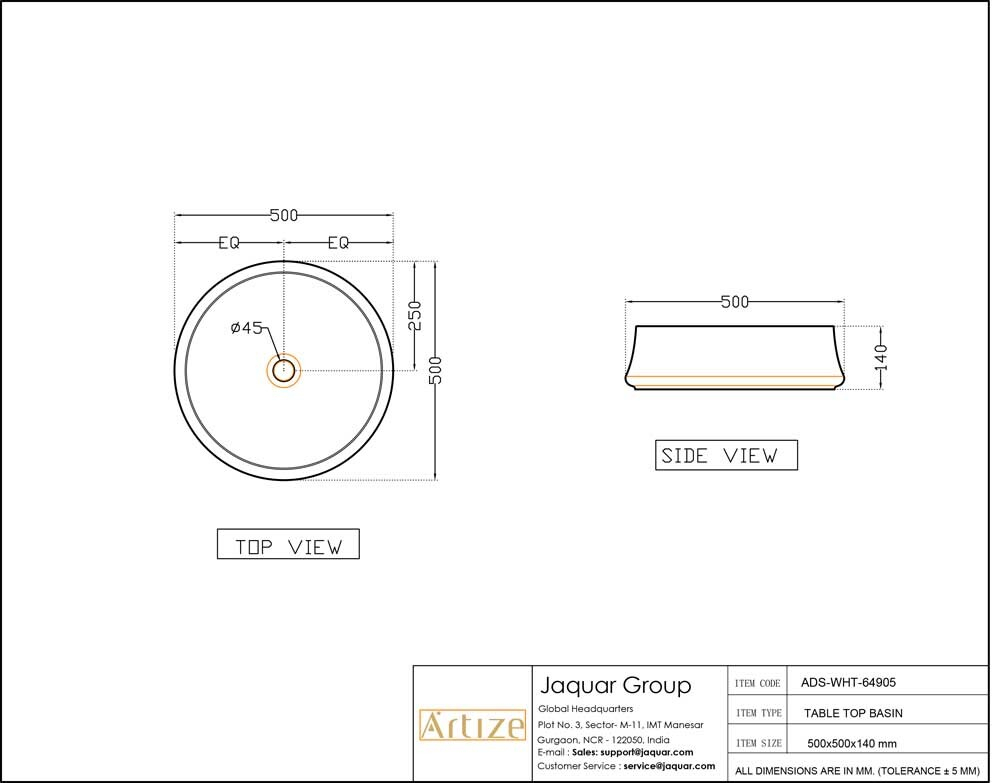 Artize, Раковина на столешн. Artize Plus, 500х500, Черный матовый ADS-BLM-64905