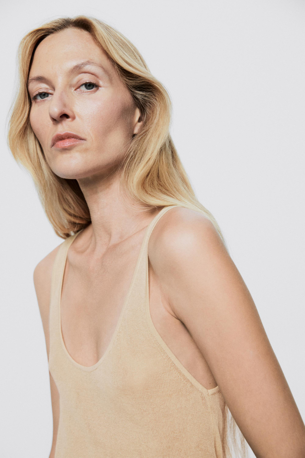 Massimo Dutti Драпированный топ - Limited Edition, песочный