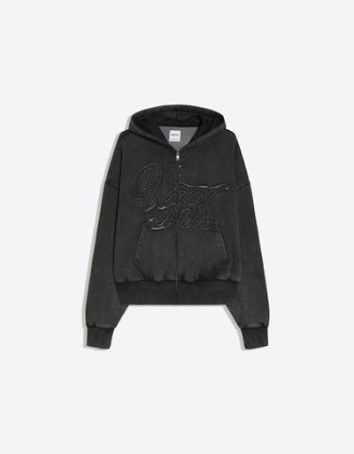 Мужское худи на молнии с эффектом стирки - BERSHKA