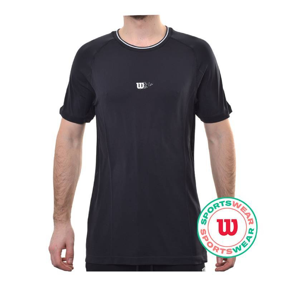Мужская теннисная футболка Wilson Players Seamless Crew 2.0 - черный