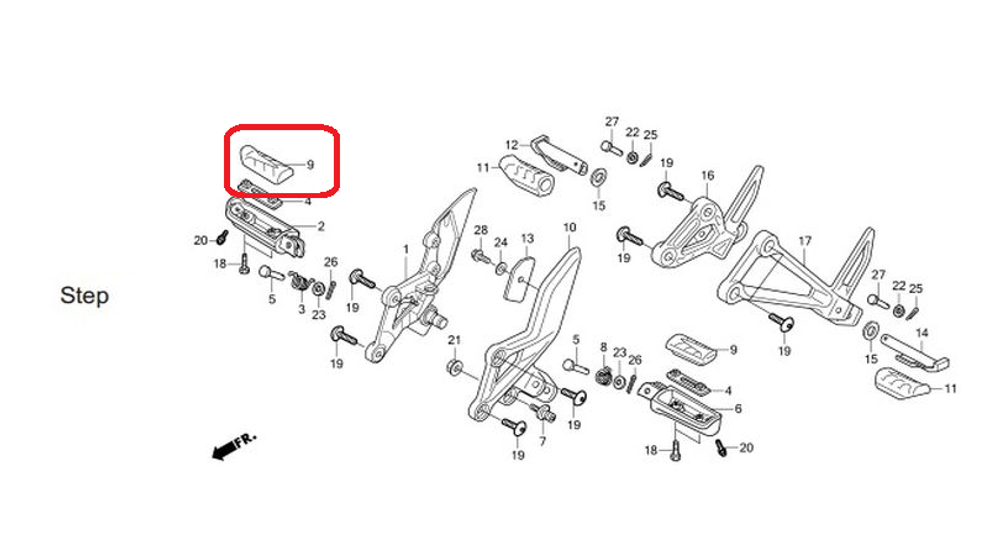 50661-KYJ-900. RUBBER, MAIN STEP. OEM HONDA