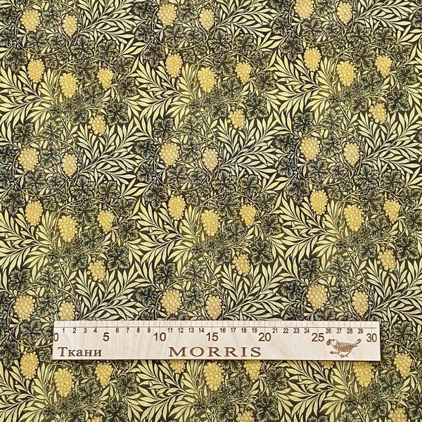 ВИНОГРАД У. МОРРИС, ОЛИВКОВЫЙ ФОН 100% хлопок Handmade Fabrics 3