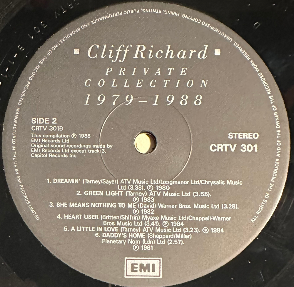 Cliff Richard - Private Collection 2LP (Англия 1988г.)