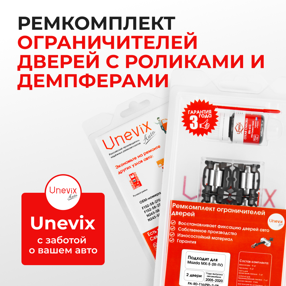 Ремкомплект ограничителей дверей Mazda MX-5 (III-IV) NC; ND (2 двери, тип 16(PR)) 2005-2020