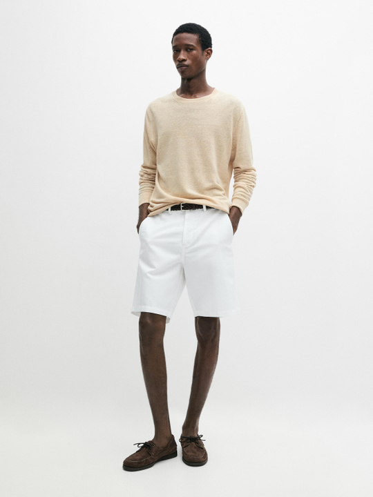 Massimo Dutti Бермуды из смесовой льняной ткани, белый
