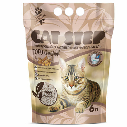 CAT STEP Tofu Original Наполнитель комкующийся растительный, 6 л.