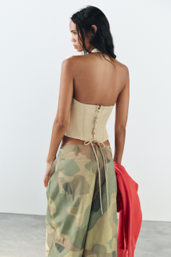 ZARA ТОП-КОРСЕТ, БЕЖЕВЫЙ
