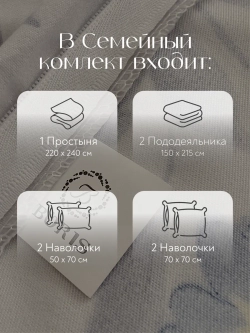 Постельное белье семейное сатин хлопок