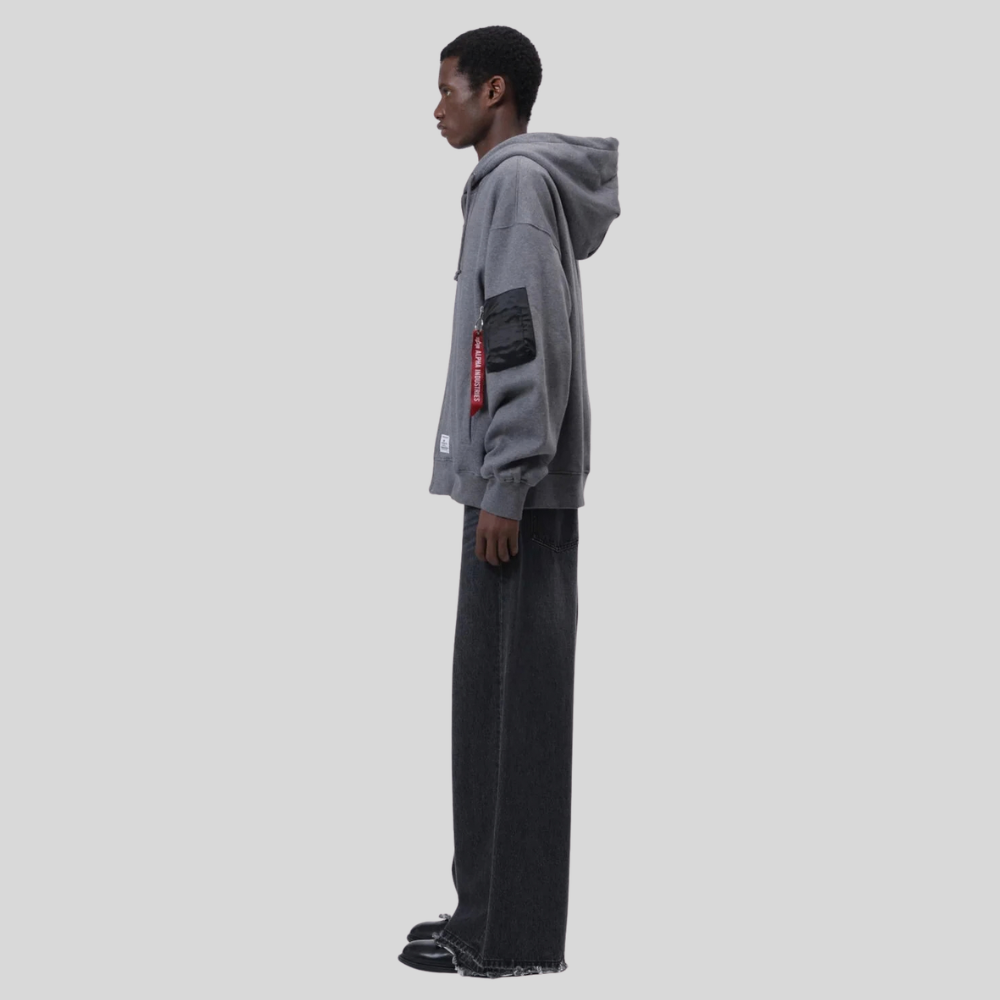 Толстовка Alpha Industries Utility Pocket Full Zip Relaxed Fit Medium Charcoal Heather (Серая)