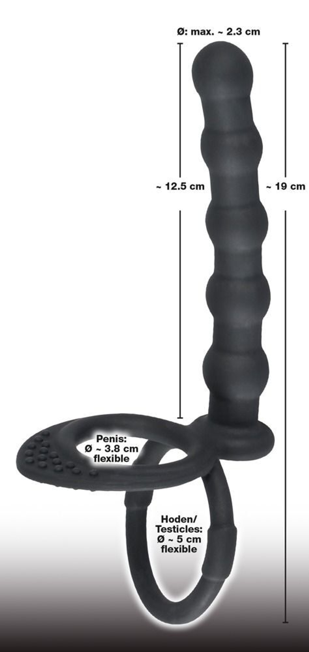 Насадка на пенис для двойного проникновения Cock & ball ring (Цвет: черный)