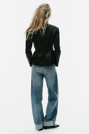 ZARA АТЛАСНАЯ КУРТКА С ЗАСТЕЖКАМИ-ТОГГЛ, ЧЕРНЫЙ
