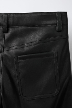 ZARA БРЮКИ WIDE LEG ИЗ ИСКУССТВЕННОЙ КОЖИ, ЧЕРНЫЙ