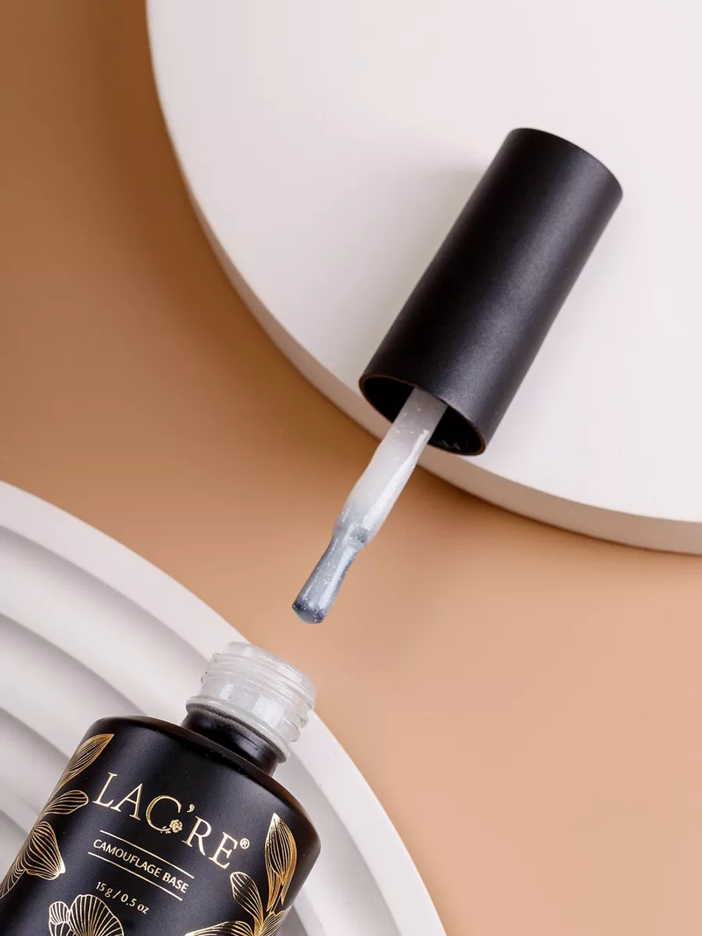 Камуфлирующая база для ногтей с шиммером 02