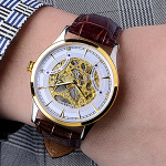 STARKING Automatic Mechanical Movement Stainless Steel Watchband Watch Men"s Watches Skeleton Dial