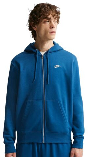 Мужская теннисная кофта Nike Club Full-Zip Fleece - obsidian/obsidian/white