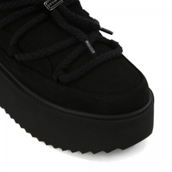Замшевые полусапоги INUIKII 75204-004 Sneaker Classic Low Platform Black на меху