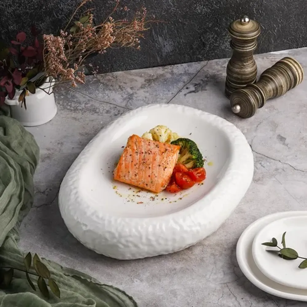 Блюдо овальное для подачи 28*23 см h5,7 см Organic белое фарфор P.L. Proff Cuisine [3]