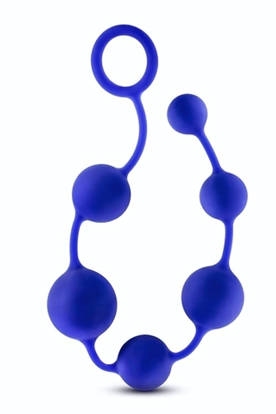Синяя анальная цепочка 16 Inch Silicone Anal Beads - 40,6 см. (Цвет: синий)