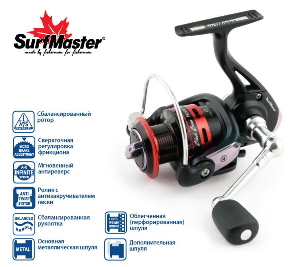 Катушка безынерционная Surf Master Black Bass FB2500A 5+1bb з/ш