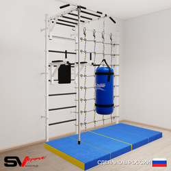 Шведская стенка Sv Sport 54060 (Турник рукоход/Брусья/Канат/Цепь/Мешок 22кг/Мат 2м/Канатный лаз)
