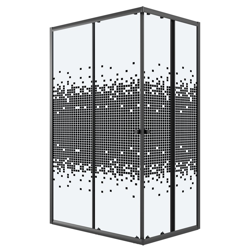 Душевое ограждение Niagara Eco NG-1012-14QBLACK (120х80х190) прямоугольник,раздвижное,черный,стекло мозаика,1 место
