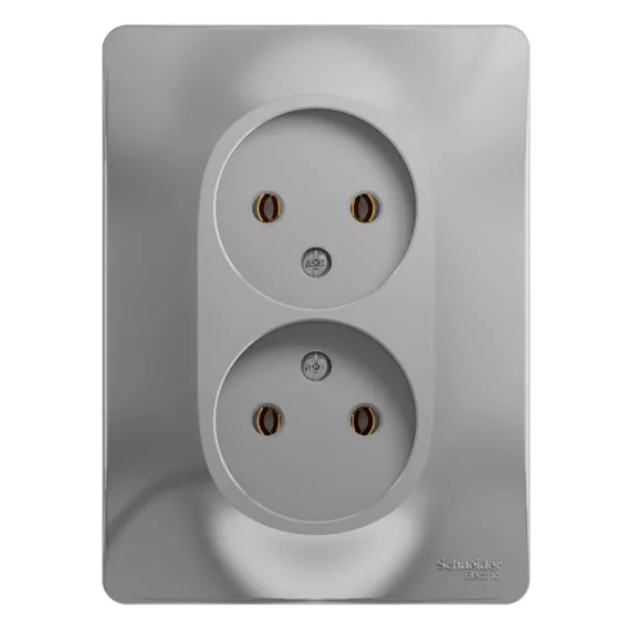 Розетка двойная без заземления Systeme Electric Glossa Алюминий GSL000320