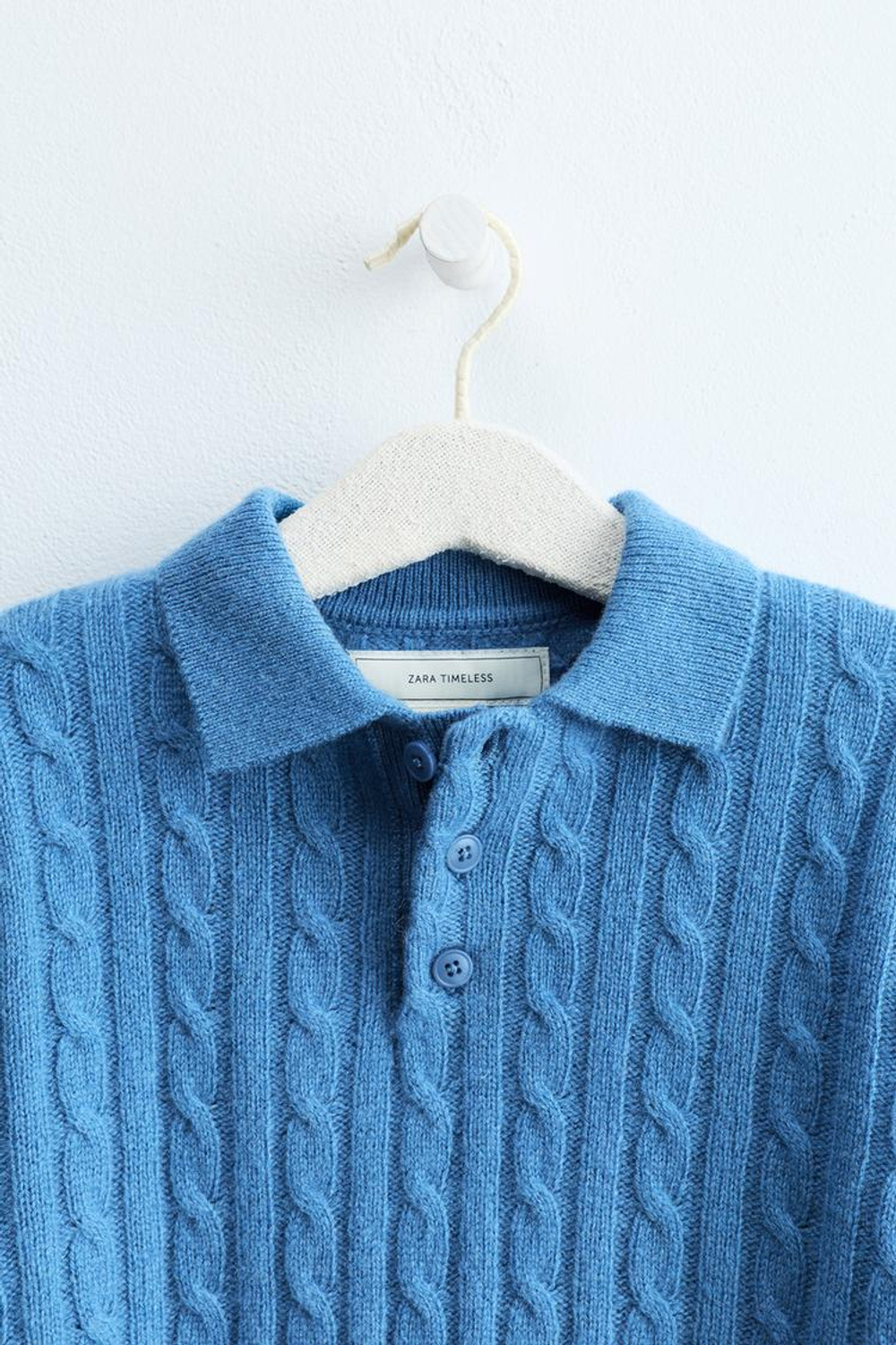 ZARA TIMELESS — СВИТЕР ПОЛО ИЗ 100% ШЕРСТИ, СИНИЙ