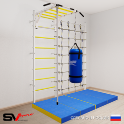 Шведская стенка Sv Sport усиленная 62970 (Турник рукоход/Канат/Цепь/Мешок 30кг/Мат 2м/Канатный лаз)