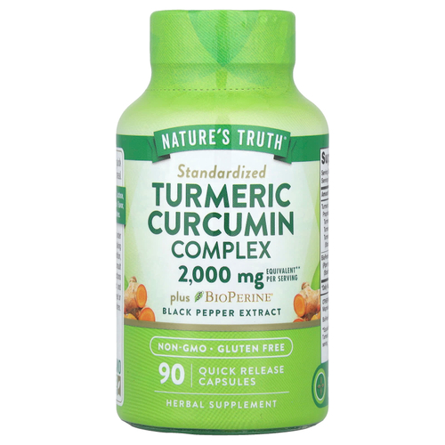 Nature's Truth, Комплекс куркумы и куркумина с экстрактом черного перца BioPerine®, 90 капсул с быстрым высвобождением